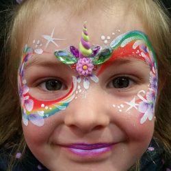 rainbow flower design face painting